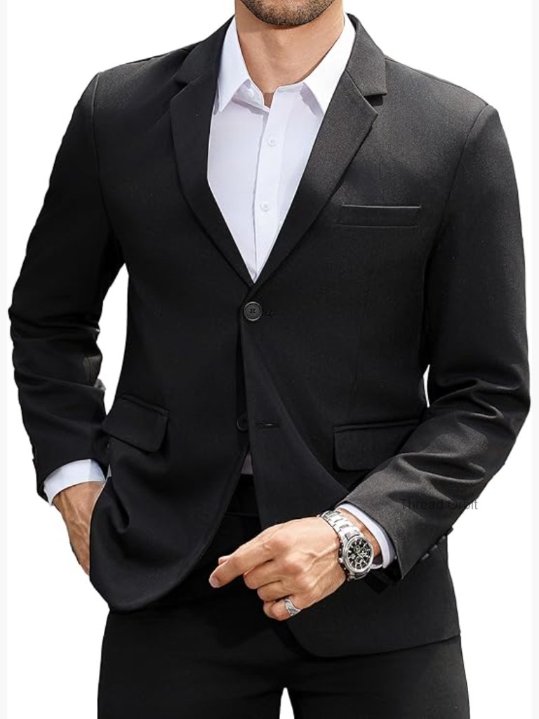 Men's Regular Fit Lightweight Blazer, Two Button Sport Coat For Business Casual